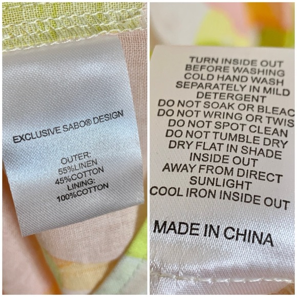 SABO True Dress Checker Floral Print Bright Yellow Linen Cotton Maxi Dress - Picture 14 of 16